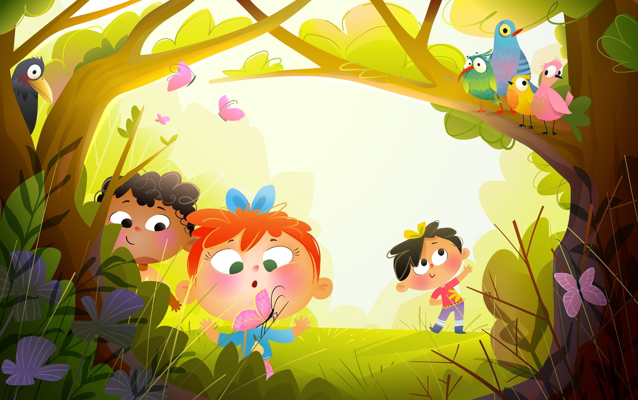 Little Children In The Forest Discovering Nature And Wildlife Animals